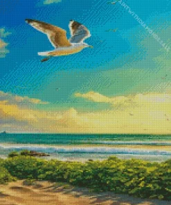 Seagull Bird Flying Diamond Painting