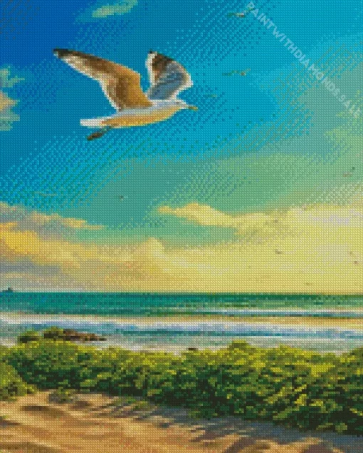 Seagull Bird Flying Diamond Painting