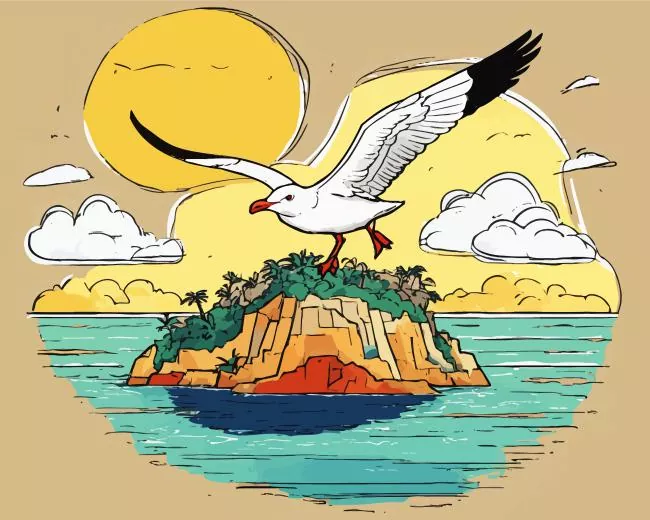 Seagull flying over an island Diamond Dotz Seagull Flying Over An Island Diamond Painting