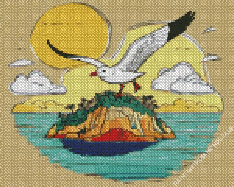 Seagull flying over an island Diamond Paintings Seagull Flying Over An Island Diamond Painting