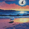 Seagull In Moonlight Diamond Painting