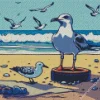 Seagull In The Beach Diamond Painting