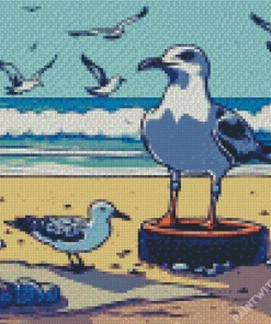 Seagull In The Beach Diamond Painting