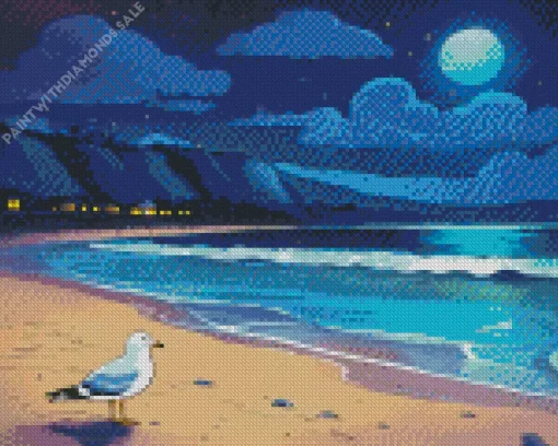 Seagull On The Beach Diamond Painting