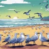 Seagulls On The Beach Diamond Painting