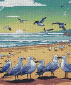 Seagulls On The Beach Diamond Painting