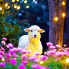 Sheep And Pink Flowers Diamond Painting