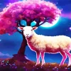 Sheep With Pink Tree Diamond Painting