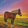 Shire Horse And Sunset Diamond Painting