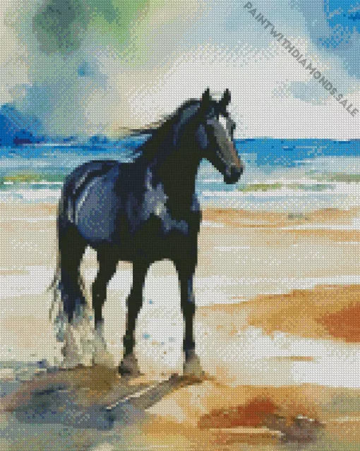 Shire Horse In The Beach Diamond Painting