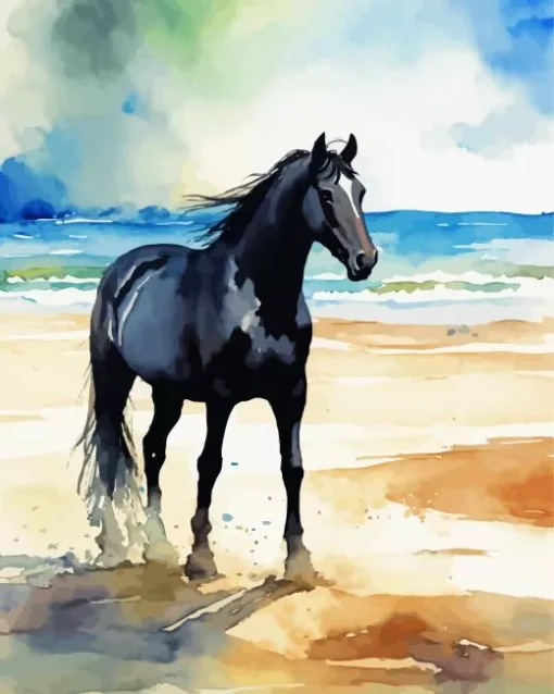 Shire Horse In The Beach Diamond Painting