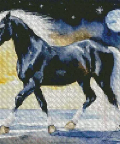 Shire Horse With Moonlight Diamond Painting