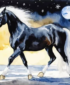 Shire Horse With Moonlight Diamond Painting