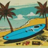 Surfboard In The Beach Diamond Painting