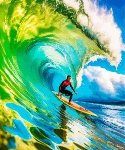 Surfer In Bali Beach Diamond Painting