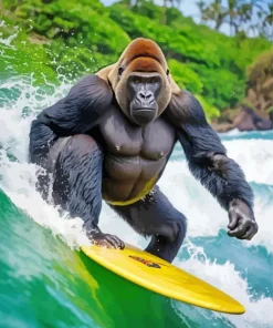 Surfing Gorilla Diamond Painting