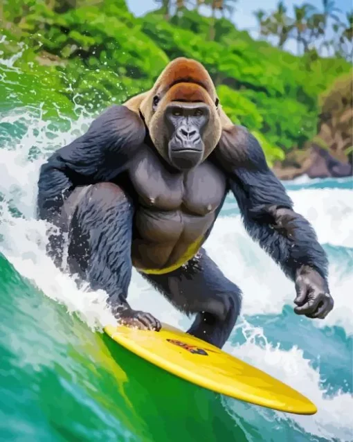 Surfing Gorilla Diamond Painting