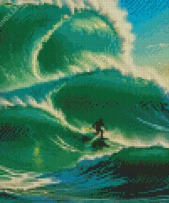 Surfing In Big Waves Diamond Painting