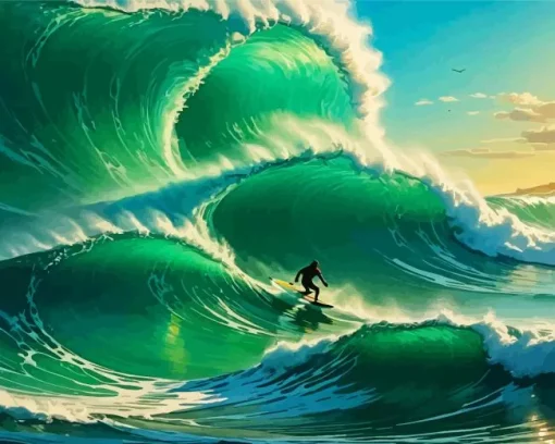 Surfing In Big Waves Diamond Painting