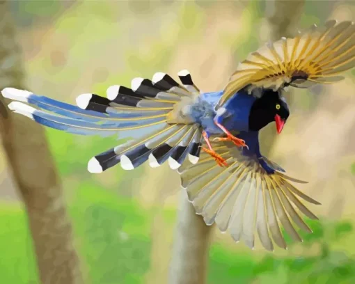 Taiwan Blue Magpie Flying Diamond Painting