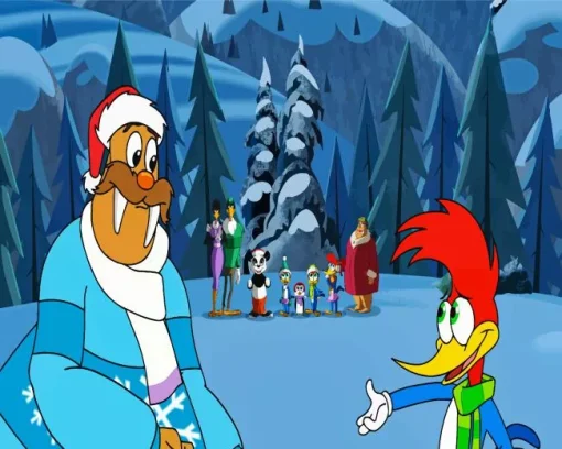 Woody Woodpecker And Santa Diamond Painting