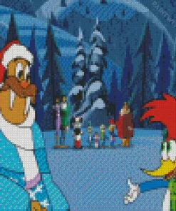 Woody Woodpecker And Santa Diamond Painting