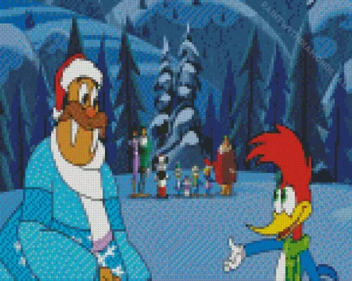 Woody Woodpecker And Santa Diamond Painting