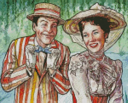 Abstract Bert And Mary Poppins Diamond Painting