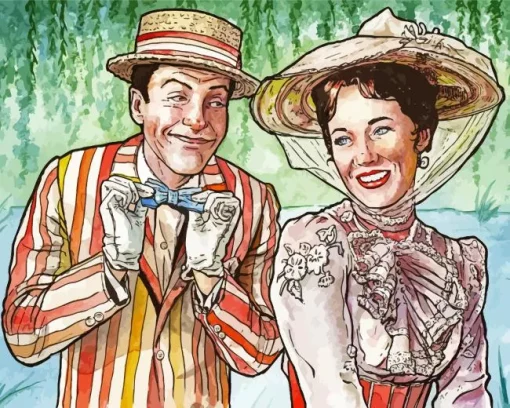 Abstract Bert And Mary Poppins Diamond Painting