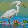 Abstract Great Egret Diamond Painting