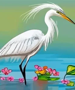 Abstract Great Egret Diamond Painting