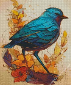 Abstract Indigo Bunting Diamond Painting