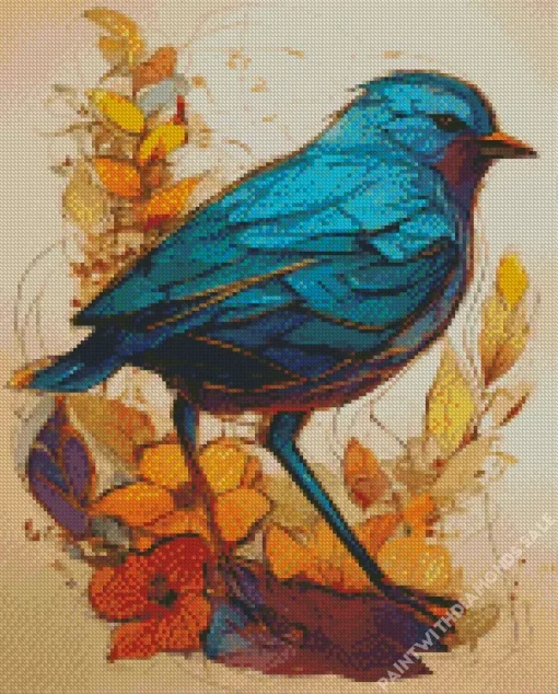 Abstract Indigo Bunting Diamond Painting