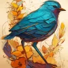 Abstract Indigo Bunting Diamond Painting