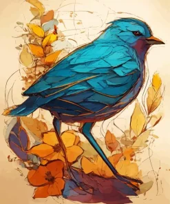 Abstract Indigo Bunting Diamond Painting