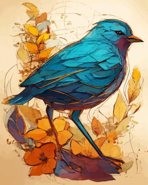 Abstract Indigo Bunting Diamond Painting