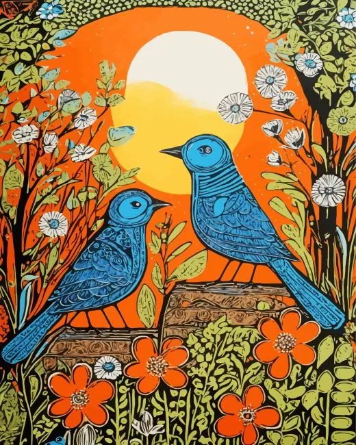 abstract Indigo Bunting birds Diamond Paintings