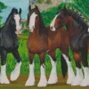 Abstract Shire Horses Diamond Painting