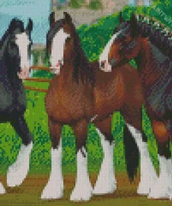 Abstract Shire Horses Diamond Painting