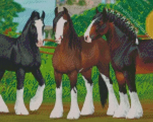 Abstract Shire Horses Diamond Painting