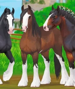 Abstract Shire Horses Diamond Painting