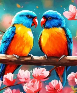 Adorable Lovebirds Diamond Painting