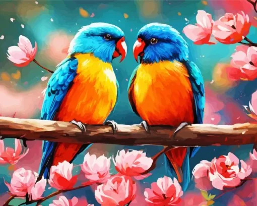 Adorable Lovebirds Diamond Painting