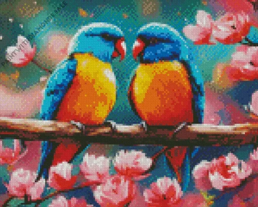 Adorable Lovebirds Diamond Painting