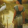 Anime Girl And Great Egret Diamond Painting