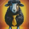 Black Sheep With Tie Diamond Painting