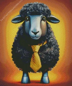 Black Sheep With Tie Diamond Painting