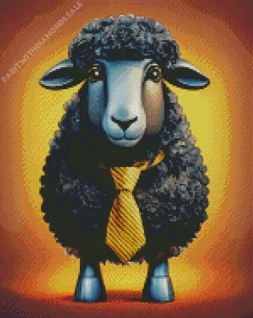 Black Sheep With Tie Diamond Painting