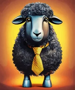 Black Sheep With Tie Diamond Painting