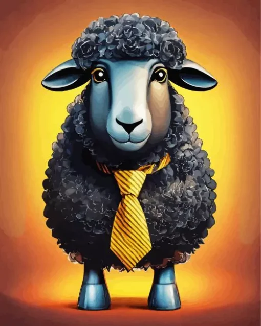 Black Sheep With Tie Diamond Painting